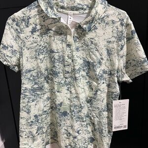 lululemon athletica Short Sleeve Polo in Light Green and Blue Marble sz 10